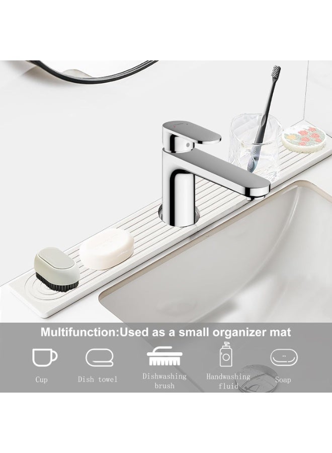 jaexest صنبور حصيرة للمطبخ غسلة 24 '' طويلة دياتوميت سريع التجفيف حجر غسلة علبة سوبر امتصاص يمنع تراكم الرطوبة صنبور الرش الحرس لمعداد الحمام (رمادي فاتح) - Image 5